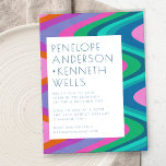 Groovy Colourful Curvy Lines Unique Retro Wedding Invitation<br><div class="desc">Groovy Colourful Curvy Lines Unique Retro Wedding Invitation</div>