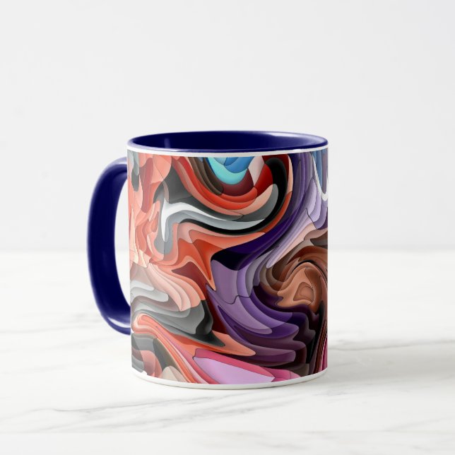 Groovy Colourful Fluid Patchwork Abstract Mosaic   Mug (Front Left)
