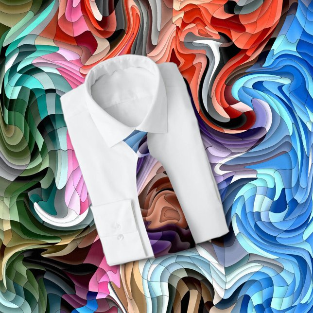 Groovy Colourful Fluid Patchwork Abstract Mosaic  Tie (Unique modern fine art you wear around your neck! )