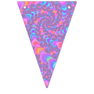 Groovy Colourful Fluorescent Trippy Spiral Fractal Bunting Flags