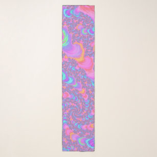 Groovy Colourful Fluorescent Trippy Spiral Fractal Scarf