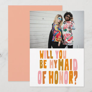 Groovy Colourful Maid of Honour Photo Proposal Car Invitation