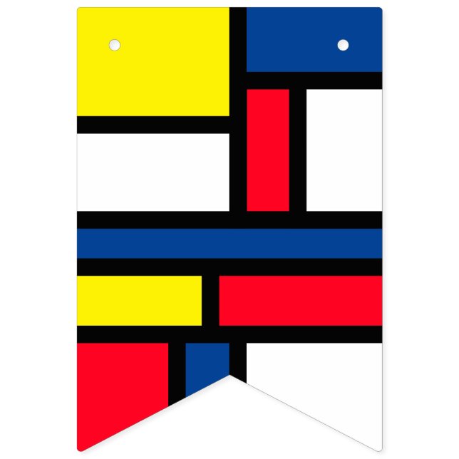 Groovy Colourful Modern Mondrian Style Abstract Ar Bunting Flags (First Flag)