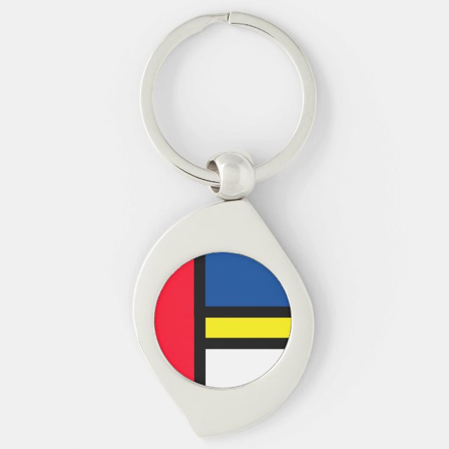 Groovy Colourful Modern Mondrian Style Abstract Ar Keychain (Front)