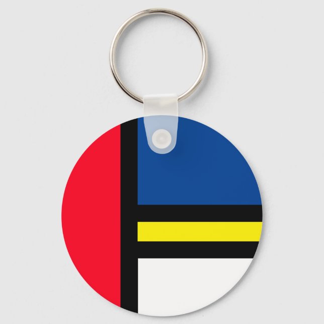 Groovy Colourful Modern Mondrian Style Abstract Ar Keychain (Front)