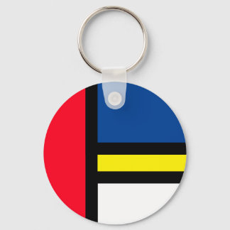 Groovy Colourful Modern Mondrian Style Abstract Ar Keychain