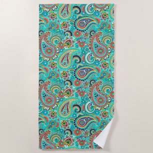 Groovy Colourful Paisley Pattern Beach Towel