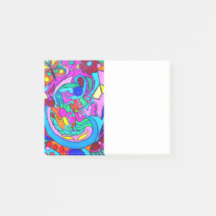 groovy colourful peace and love post-it notes