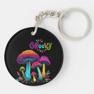 Groovy Colourful Psychedelic Mushrooms Keychain