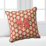 Groovy Colourful Retro Throw Pillow<br><div class="desc">Your monogram and first name highlight a retro colourful wavy pattern in a groovy colour palette, this throw pillow is fun for you, your kids, college dorm rooms or give as a gift. (You can remove the monogram and first name, just leave the personalization blank.)</div>