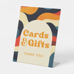 Groovy Colourful Retro Wavy Boho Cards And Gifts Pedestal Sign