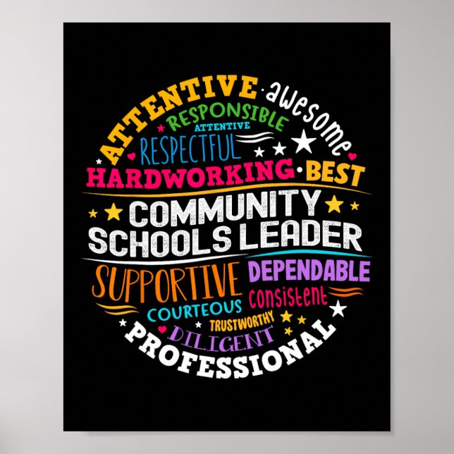 Groovy Community Schools Leader Spreading Positivi Poster (Front)