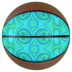Groovy Cool Abstract Aqua Liquid Art Swirl Pattern Basketball
