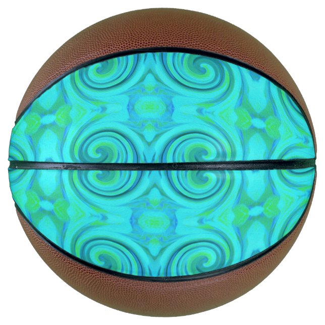 Groovy Cool Abstract Aqua Liquid Art Swirl Pattern Basketball (Front)