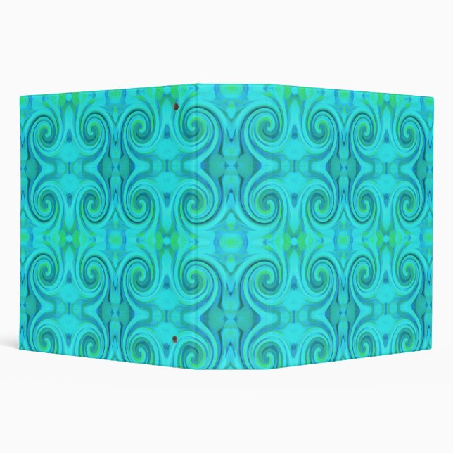 Groovy Cool Abstract Aqua Liquid Art Swirl Pattern Binder (Background)