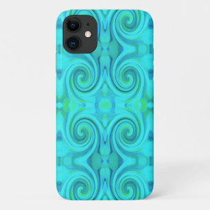Groovy Cool Abstract Aqua Liquid Art Swirl Pattern iPhone 11 Case