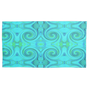 Groovy Cool Abstract Aqua Liquid Art Swirl Pattern Pillowcase