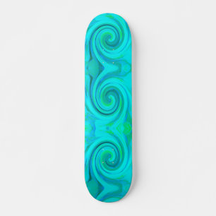 Groovy Cool Abstract Aqua Liquid Art Swirl Skateboard