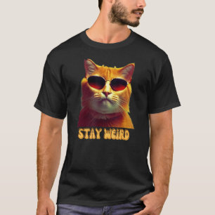 Groovy Cool Cat with Glasses for Cat Dad Stay Wei T-Shirt
