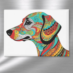 Groovy Cool Doxie Dog Multicolor Dachshund Magnet