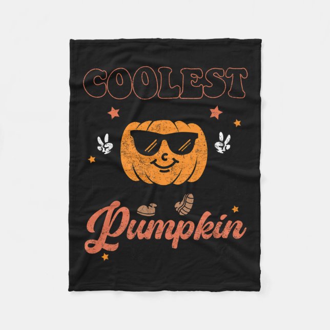 Groovy Coolest Pumpkin In The Patch Halloween For  Fleece Blanket (Front)