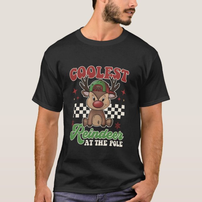 Groovy Coolest Reindeer At The Pole  T-Shirt (Front)