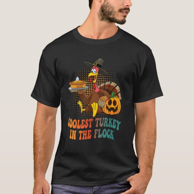 Groovy Coolest Turkey In The Flock Turkey hat pump T-Shirt (Front)