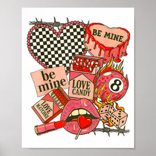 Groovy Coquette Western Valentines Day Collage Cli Poster