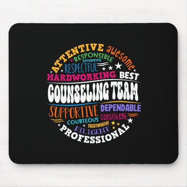 Groovy Counseling Team Appreciation Back To School Mouse Pad (Front)