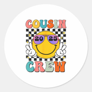 Groovy Cousin Crew 2025 Summer Vacation Beach Fami Classic Round Sticker