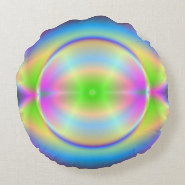 Groovy Crystal Planet Round Pillow (Back)