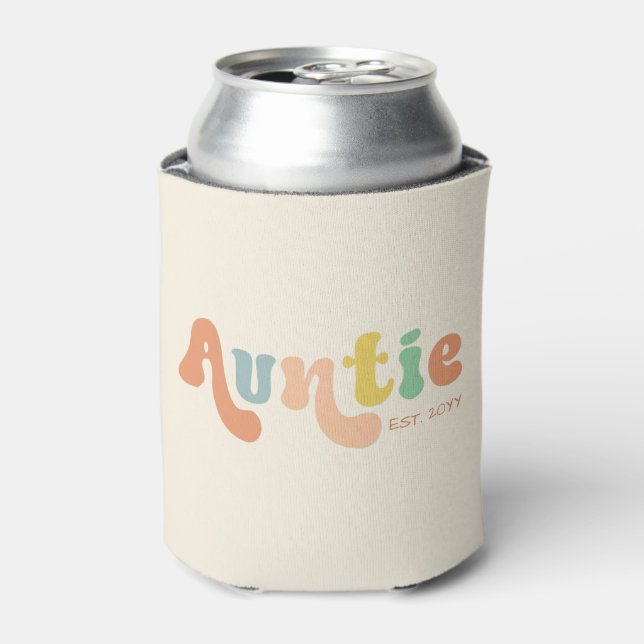 Groovy Custom Auntie Established | Gifts for Aunt Can Cooler (Can Front)
