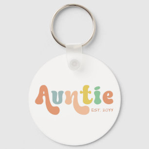 Groovy Custom Auntie Established   Gifts for Aunt Keychain