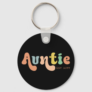 Groovy Custom Auntie Established   Gifts for Aunt Keychain