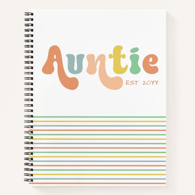 Groovy Custom Auntie Established | Gifts for Aunt Notebook (Front)