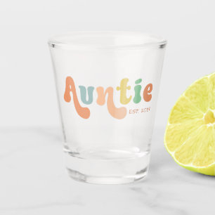 Groovy Custom Auntie Established Gifts for Aunt Shot Glass
