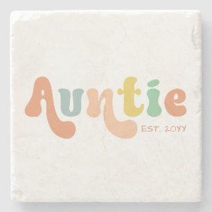 Groovy Custom Auntie Established Gifts for Aunt Stone Coaster