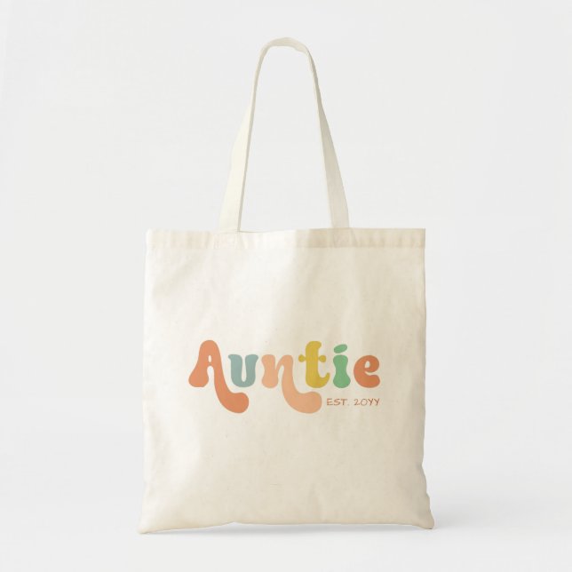 Groovy Custom Auntie Established | Gifts for Aunt Tote Bag (Front)