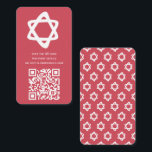Groovy Custom QR CODE Bar Bat Mitzvah Pink Stars Enclosure Card<br><div class="desc">Perfect enclosure card to include with a bar or bat mitzvah invitation! Hand made art for you with a star of david and pattern on the back side! FULLY CUSTOMIZABLE! Click on “Personalize” above to edit the text. Click "edit using design tool" to adjust the fonts, colours and placements and...</div>