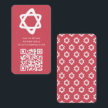 Groovy Custom QR CODE Bar Bat Mitzvah Pink Stars Enclosure Card<br><div class="desc">Perfect enclosure card to include with a bar or bat mitzvah invitation! Hand made art for you with a star of david and pattern on the back side! FULLY CUSTOMIZABLE! Click on “Personalize” above to edit the text. Click "edit using design tool" to adjust the fonts, colours and placements and...</div>