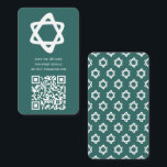 Groovy Custom QR CODE Bar Bat Mitzvah Teal Stars Enclosure Card<br><div class="desc">Perfect enclosure card to include with a bar or bat mitzvah invitation! Hand made art for you with a star of david and pattern on the back side! FULLY CUSTOMIZABLE! Click on “Personalize” above to edit the text. Click "edit using design tool" to adjust the fonts, colours and placements and...</div>