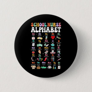 Groovy Cute Abc School Nurse Alphabet Back To Scho 2 Inch Round Button