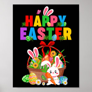 Groovy Cute Bunny Easter Egg Bysket Easter Day Gir Poster