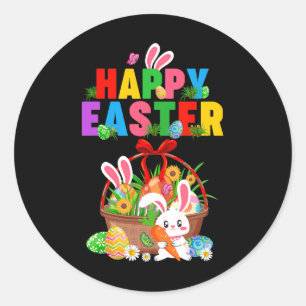 Groovy Cute Bunny Easter Egg Sket Easter Day Girls Classic Round Sticker