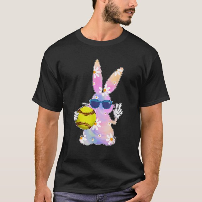 Groovy Cute Easter Bunny Softball Easter Day Men B T-Shirt (Front)