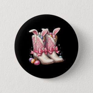 Groovy Cute Easter Eggs Boots Western Cowboy Howdy 2 Inch Round Button