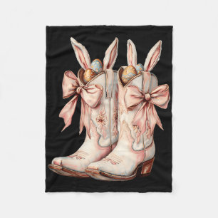 Groovy Cute Easter Eggs Boots Western Cowboy Howdy Fleece Blanket