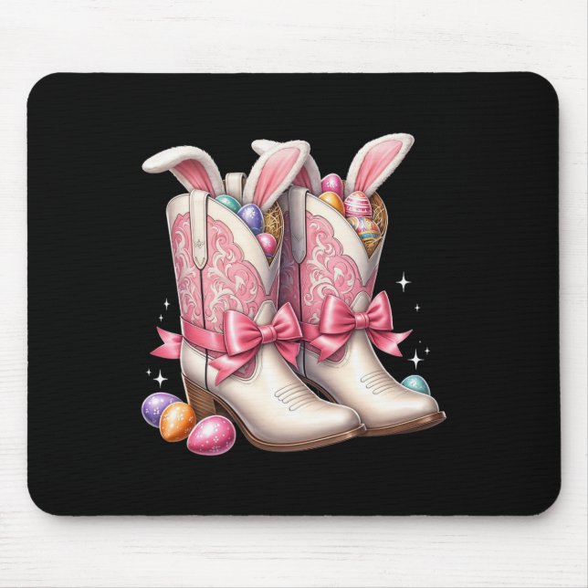 Groovy Cute Easter Eggs Boots Western Cowboy Howdy Mouse Pad (Front)