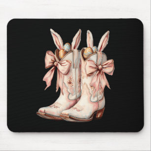 Groovy Cute Easter Eggs Boots Western Cowboy Howdy Mouse Pad
