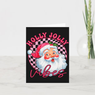 Groovy Cute Santa Claus Christmas Vibes Xmas Women Card